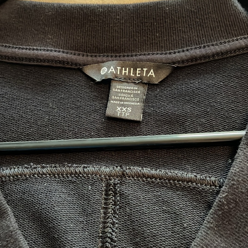 Athleta Retroterry V-Neck Sweatshirt Sleeveless Black - Picture 2 of 5